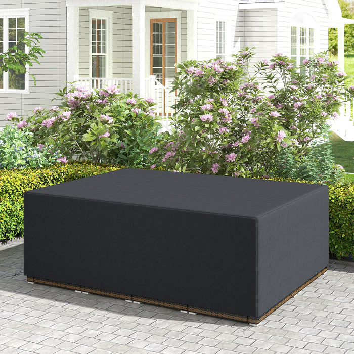 Abdeckung für Gartenmöbel, wasserdicht, UV-beständig, Rattan-Sofagarnitur-Schutz, 600D Oxford Schwarz