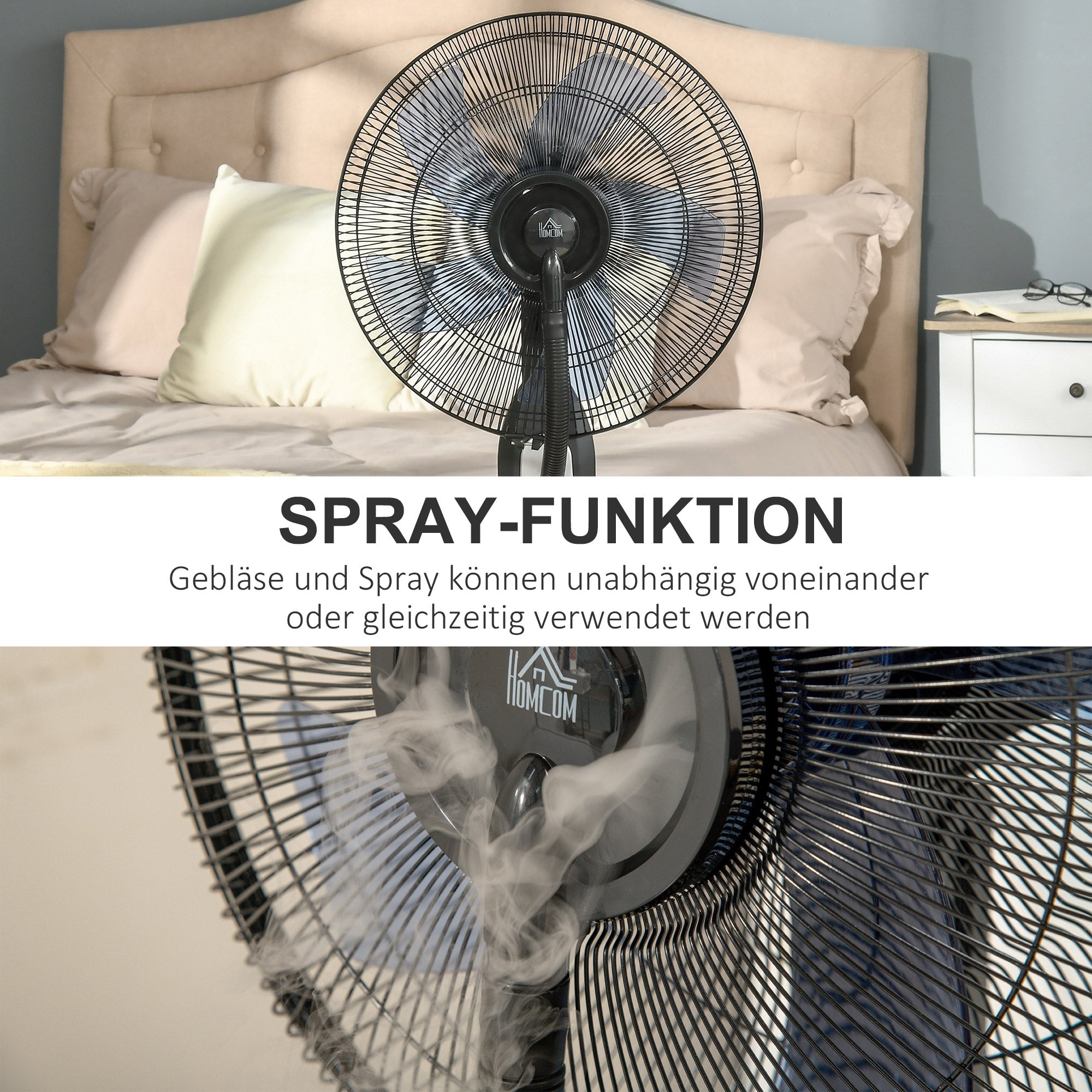 Pedestal Fan 2.8L Water Atomizer Mist Function 120cm Height, Metal