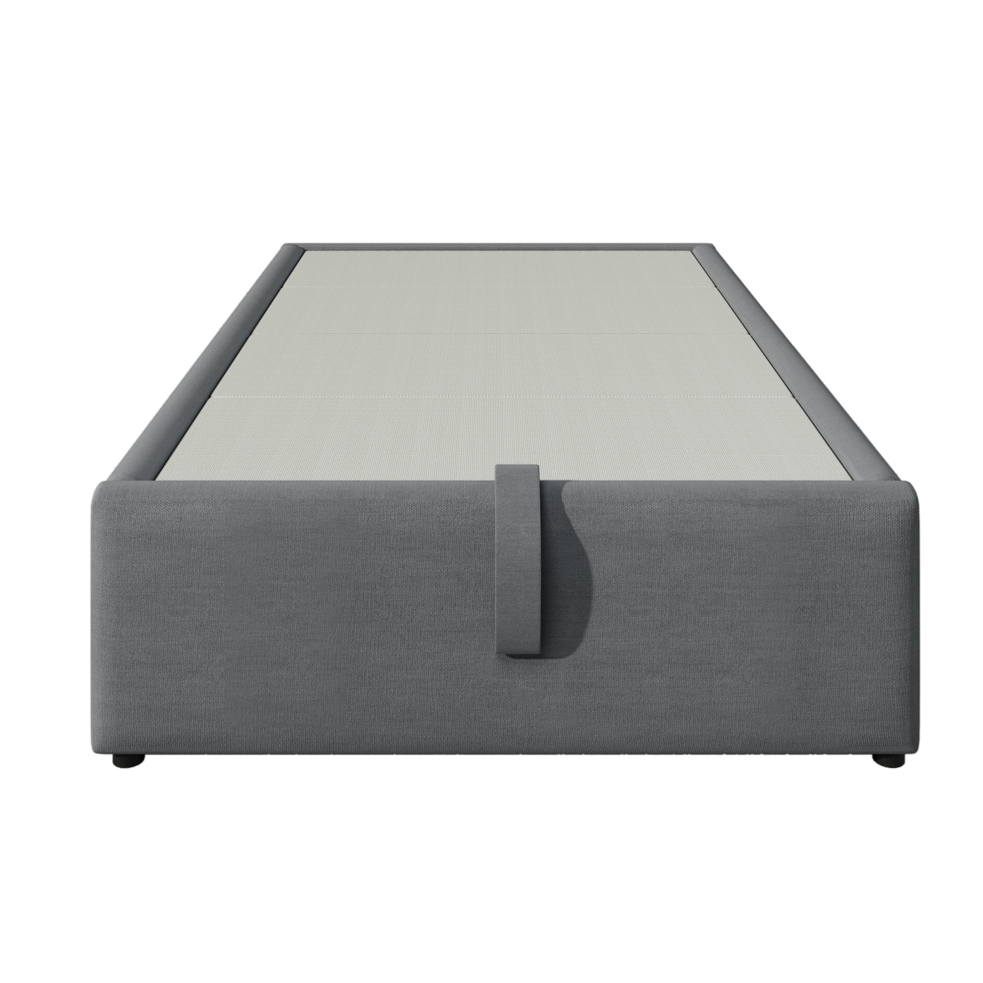 Upholstered Single Bed, 90x190 cm with USB-C, Grey Cotton