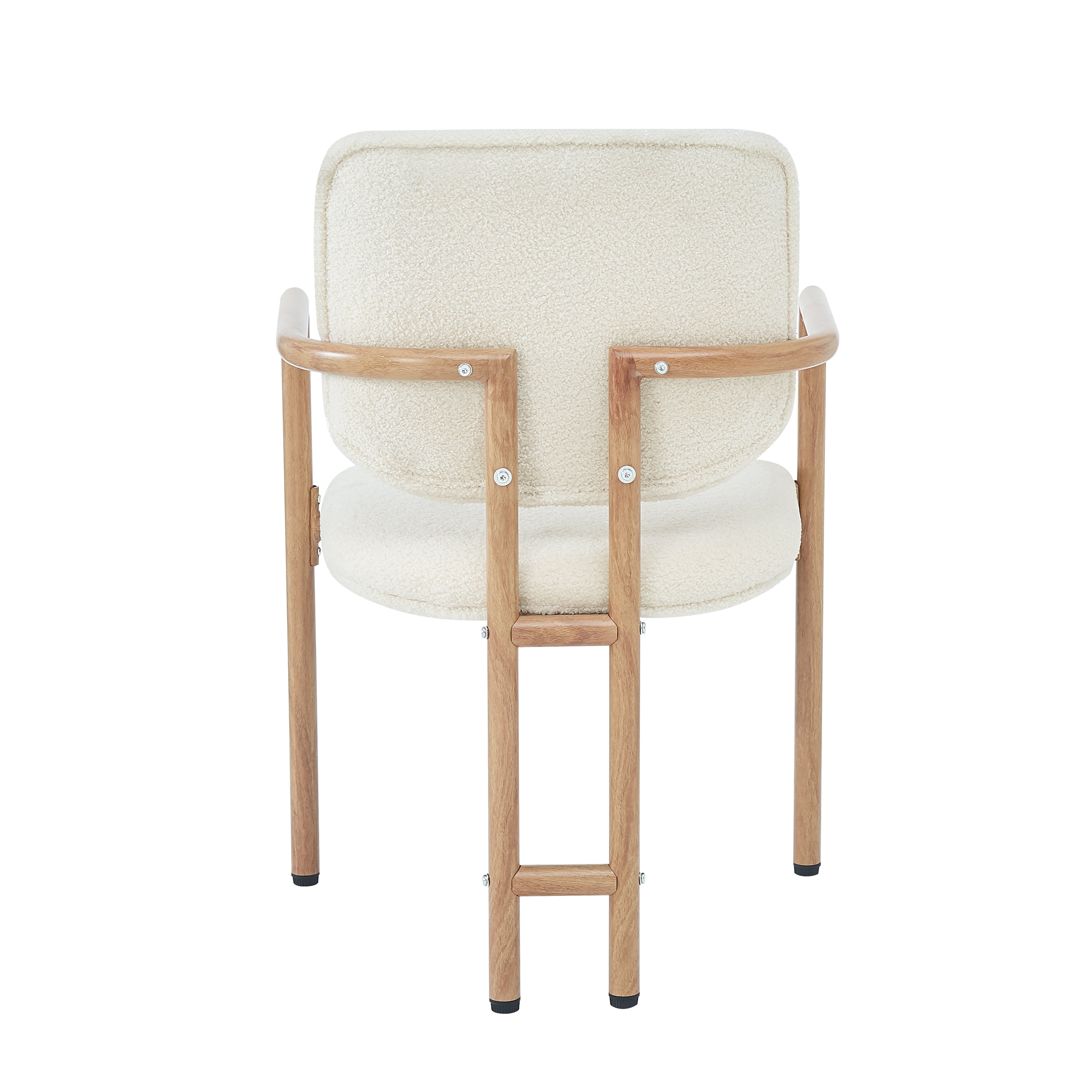 Modern Dining Chairs Set of 4, Ergonomic Bouclé Seats with Wood-Look Metal Legs, Natural Color