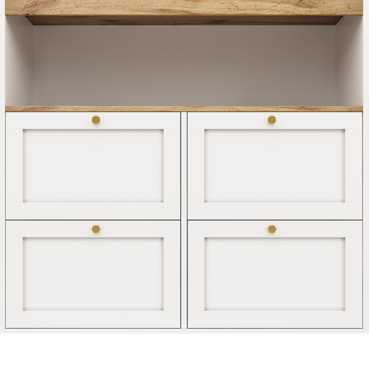 Rotating Standing Table 360° with 4 Drawers & Open Shelves - White