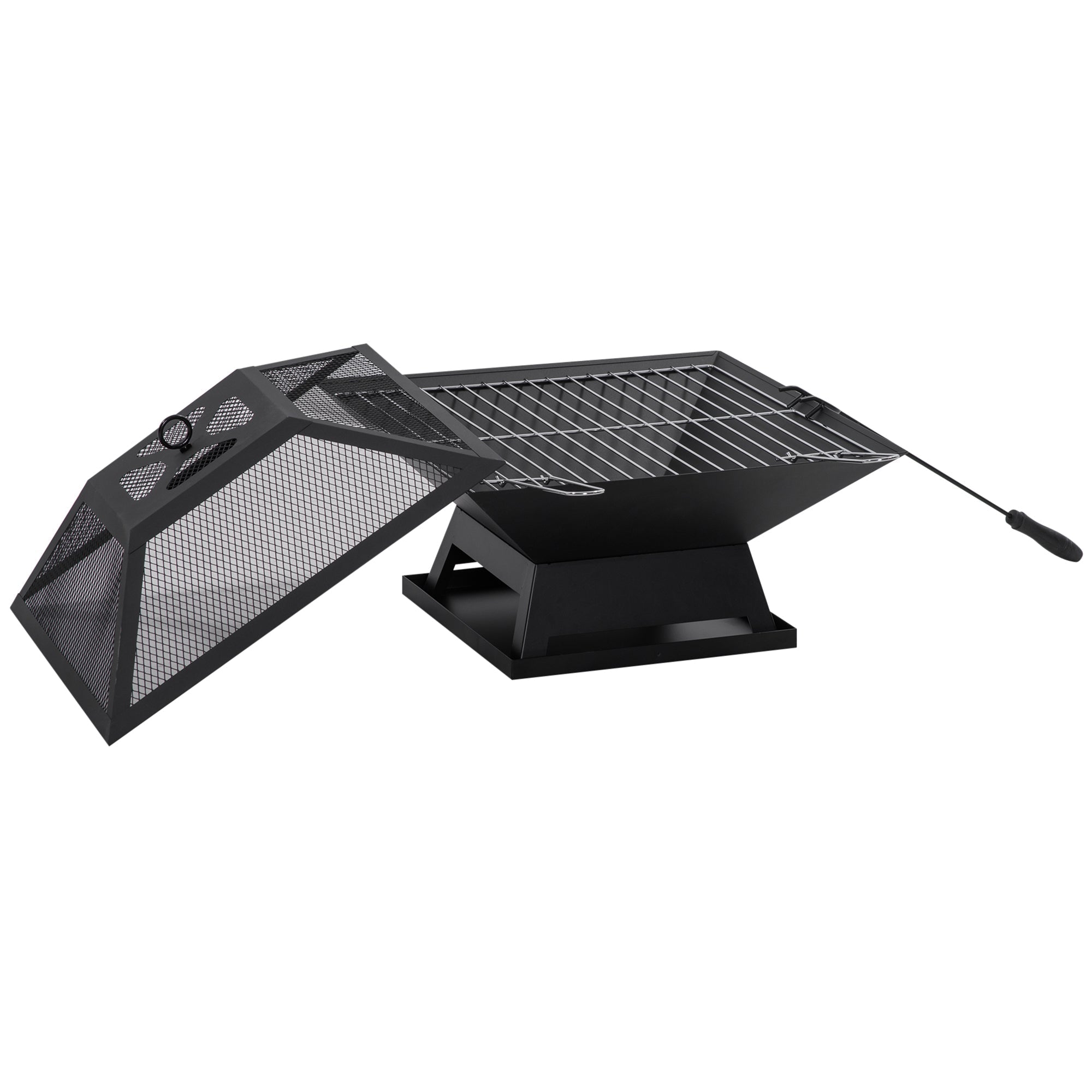 Fire Bowl Garden, Grill Grate Spark Guard, Steel Black