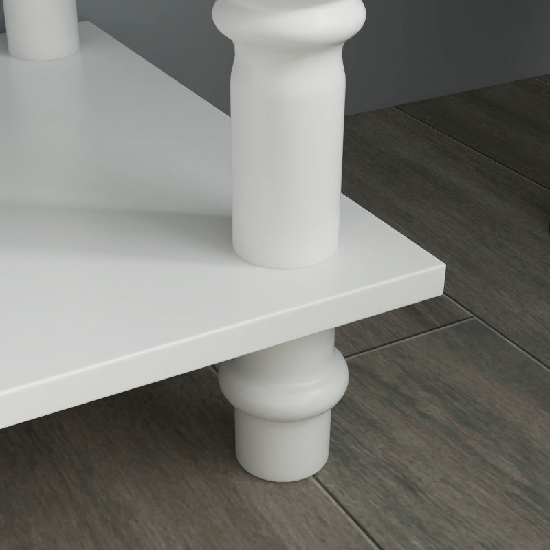 Console Table Modern Sofa Side Desk with Storage Shelves and Drawers White