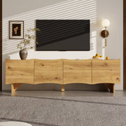 Modern TV Cabinet, 155cm Media Console with 4 Doors & Storage, Wood Look