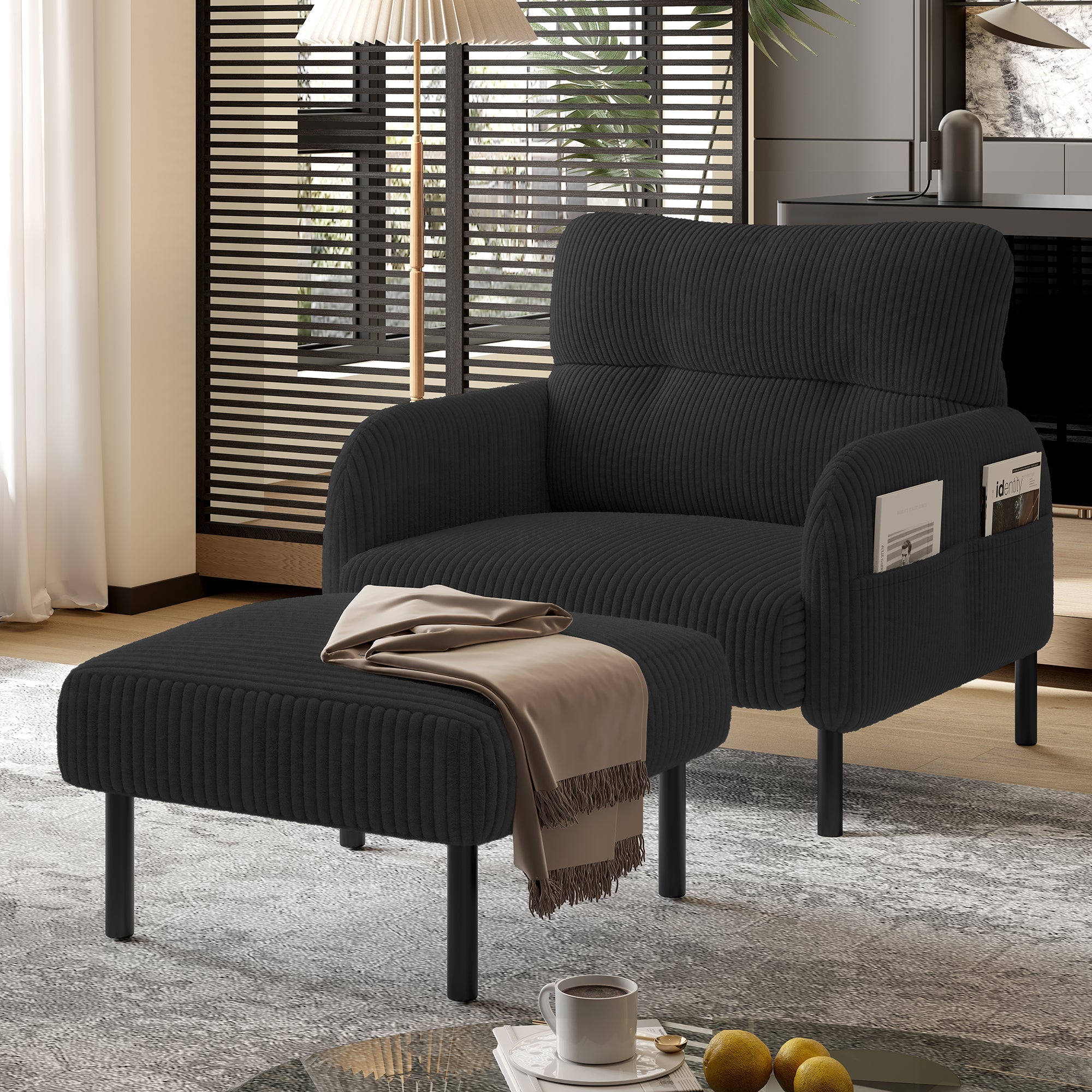 Premium Corduroy Stool with Metal Frame – Super-Soft Velour Cover