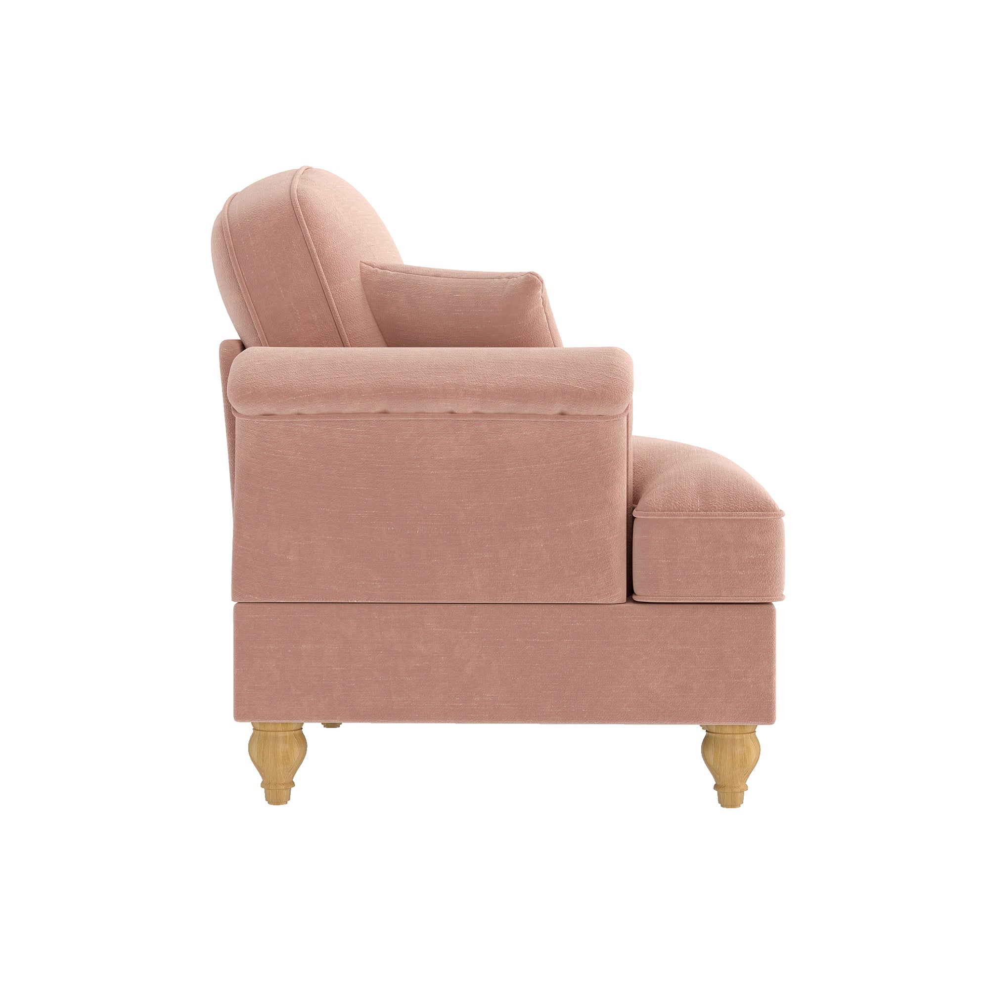 Windsor Sofa with Removable Ruffle Skirt and Cushion, Pink Chenille