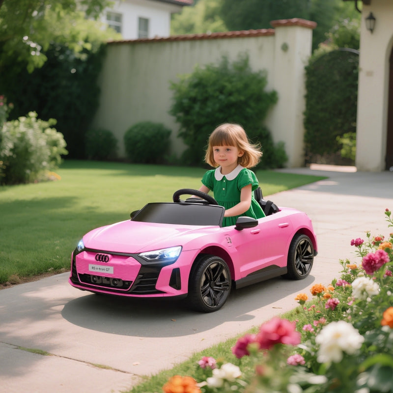Children's Electric Car 12V with Remote Control, 2 Motors, 4 Suspended Wheels, Pink