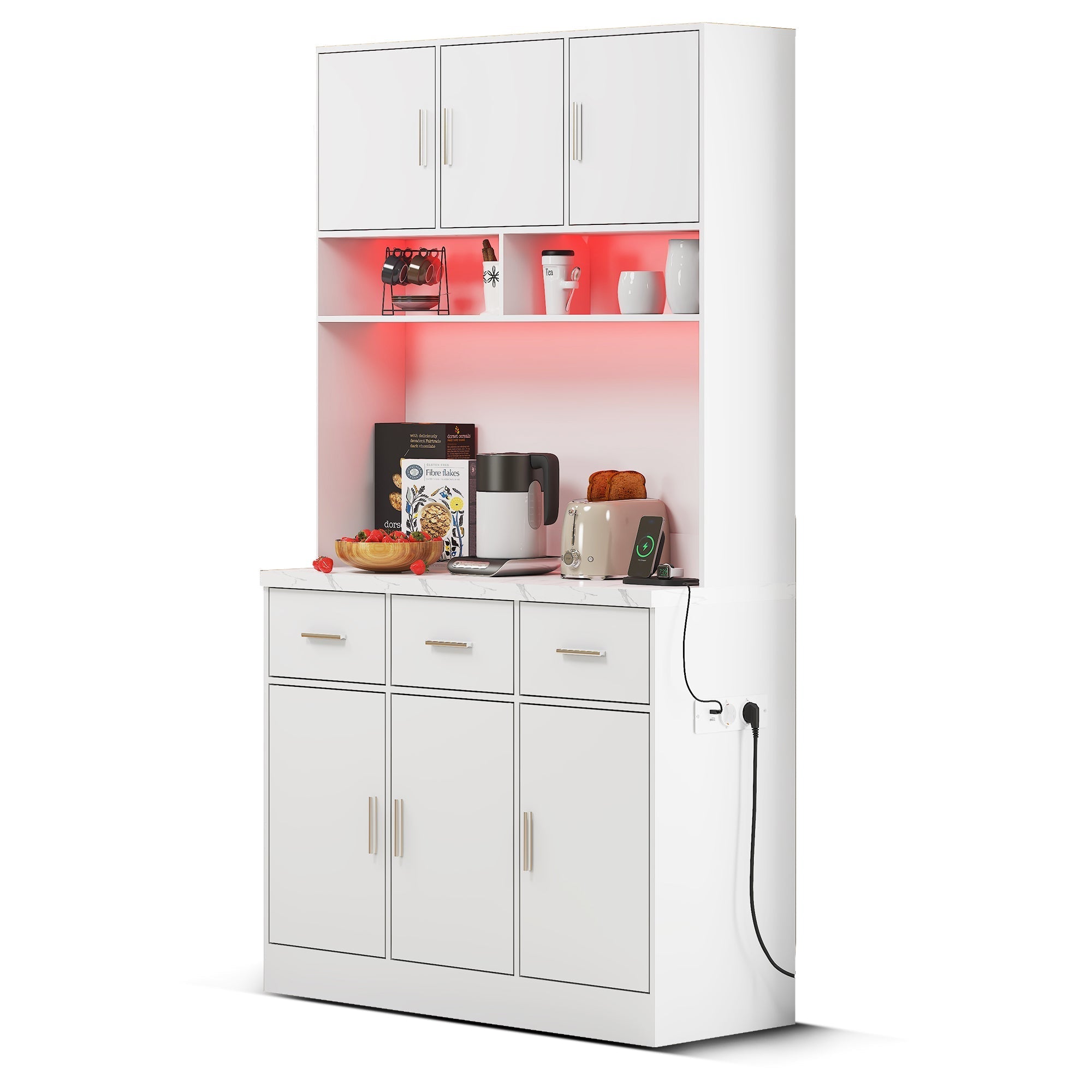 Multifunctional Buffet 100x40x180cm LED App Control Drawers Shelves Power Outlets
