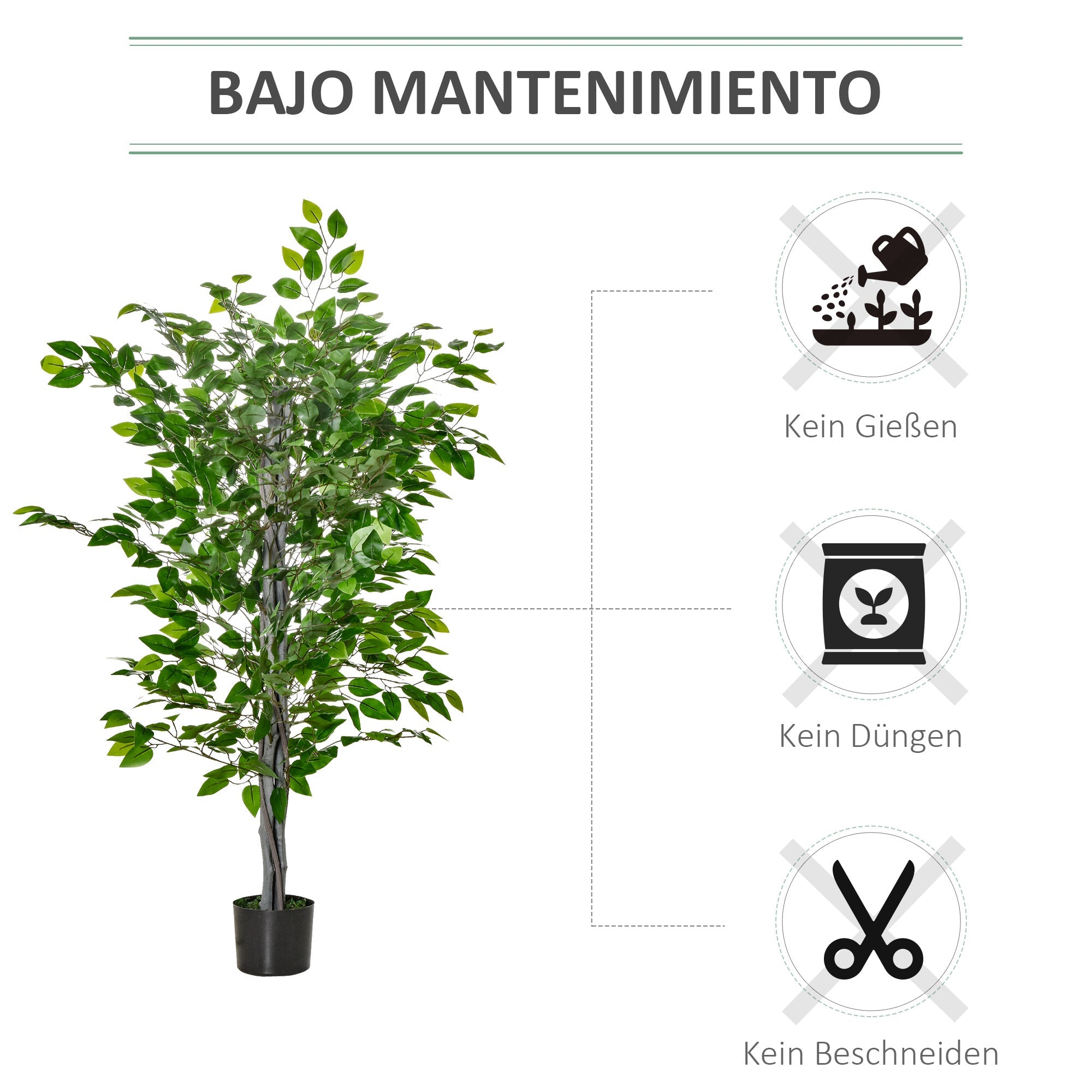 Artificial Ficus Tree 135 cm Large Realistic in Pot, Plastic