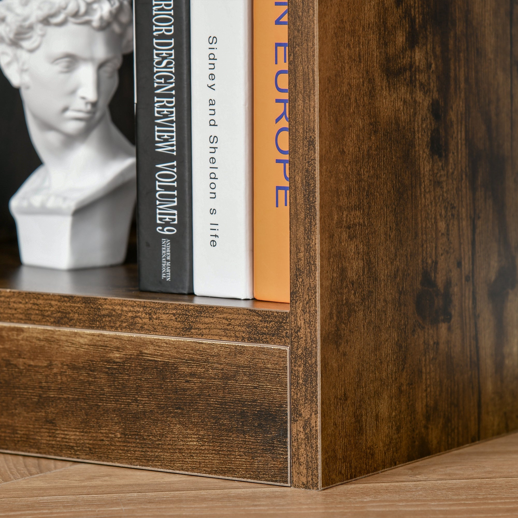 3-Tier Bookcase Storage Shelf Unit with Open Compartments, Rustic Brown