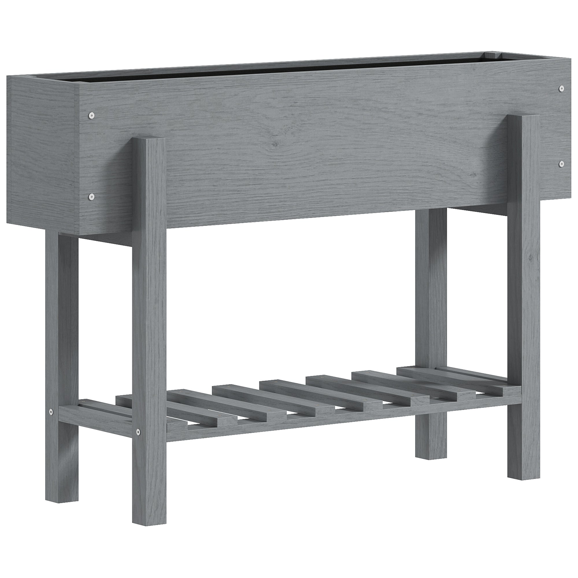 Wooden Two-Tier Raised Planter for Garden Herbs Vegetables, Grey