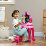 Kids Dressing Table with Mirror, Stool, Light, Music, 15 Accessories, Pink