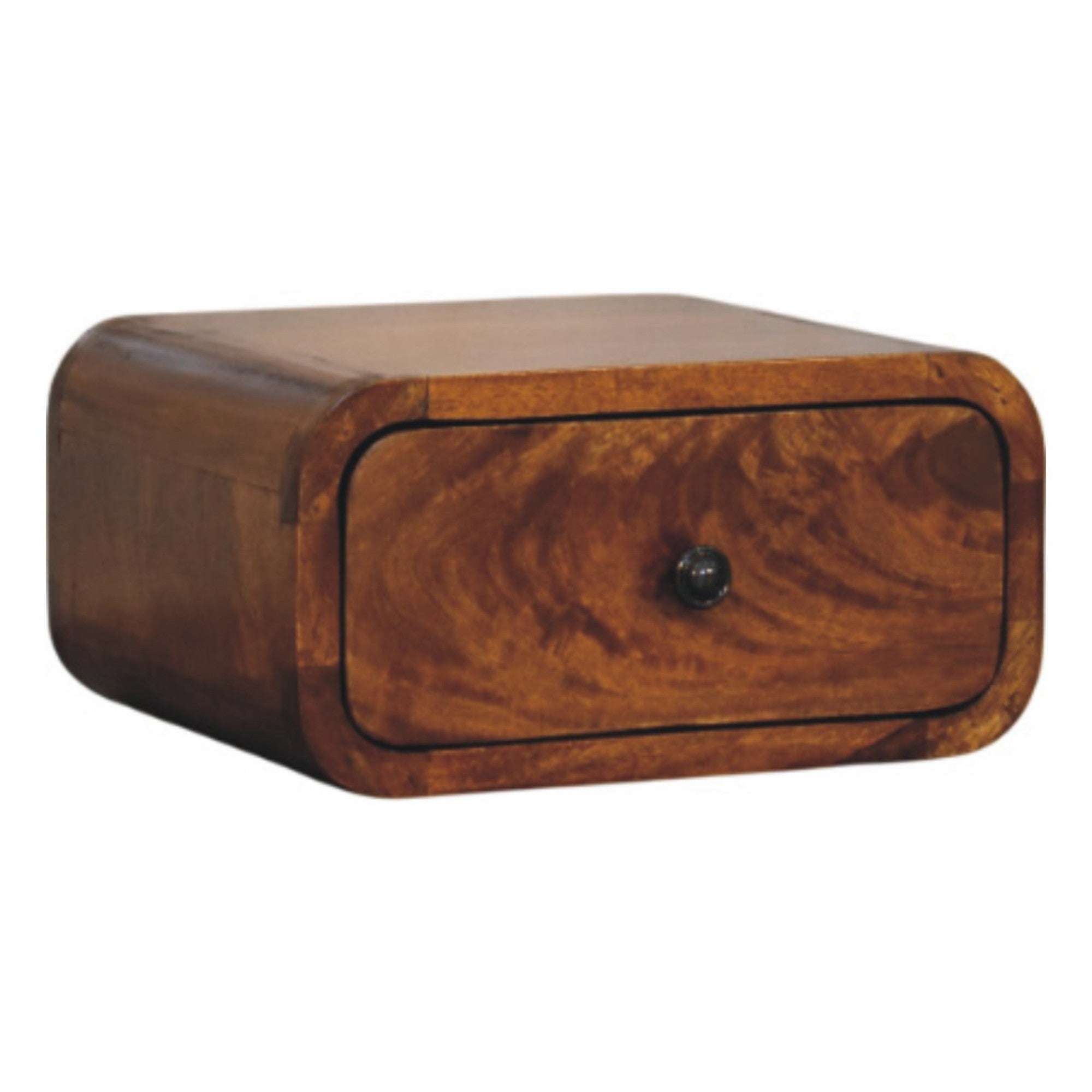 Solid Wood Avora Mini Wall-Mounted Nightstand, 1 Drawer, Dark Brown