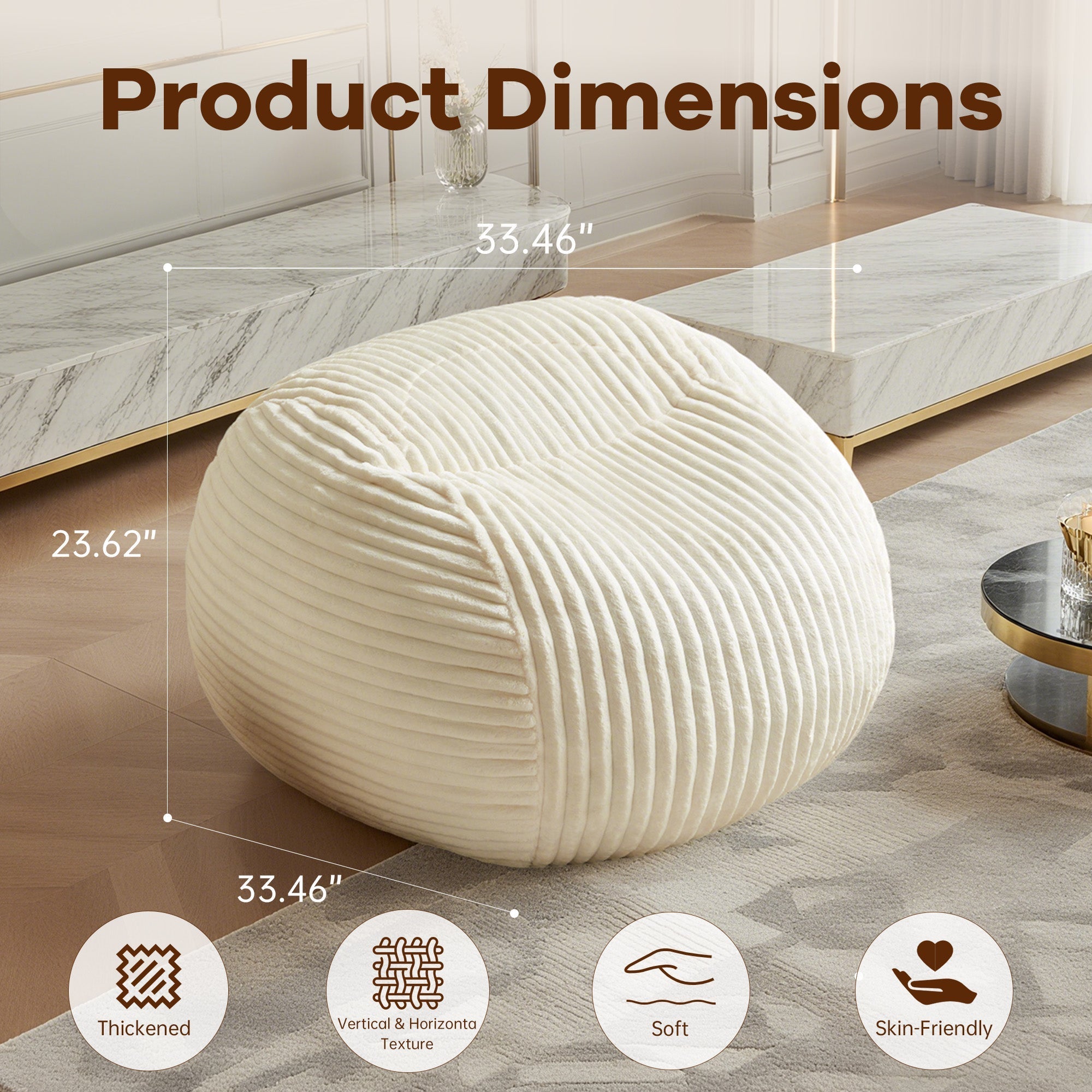 Bean Bag Chair Ultra Plush Memory Foam Lounge Sofa - Beige