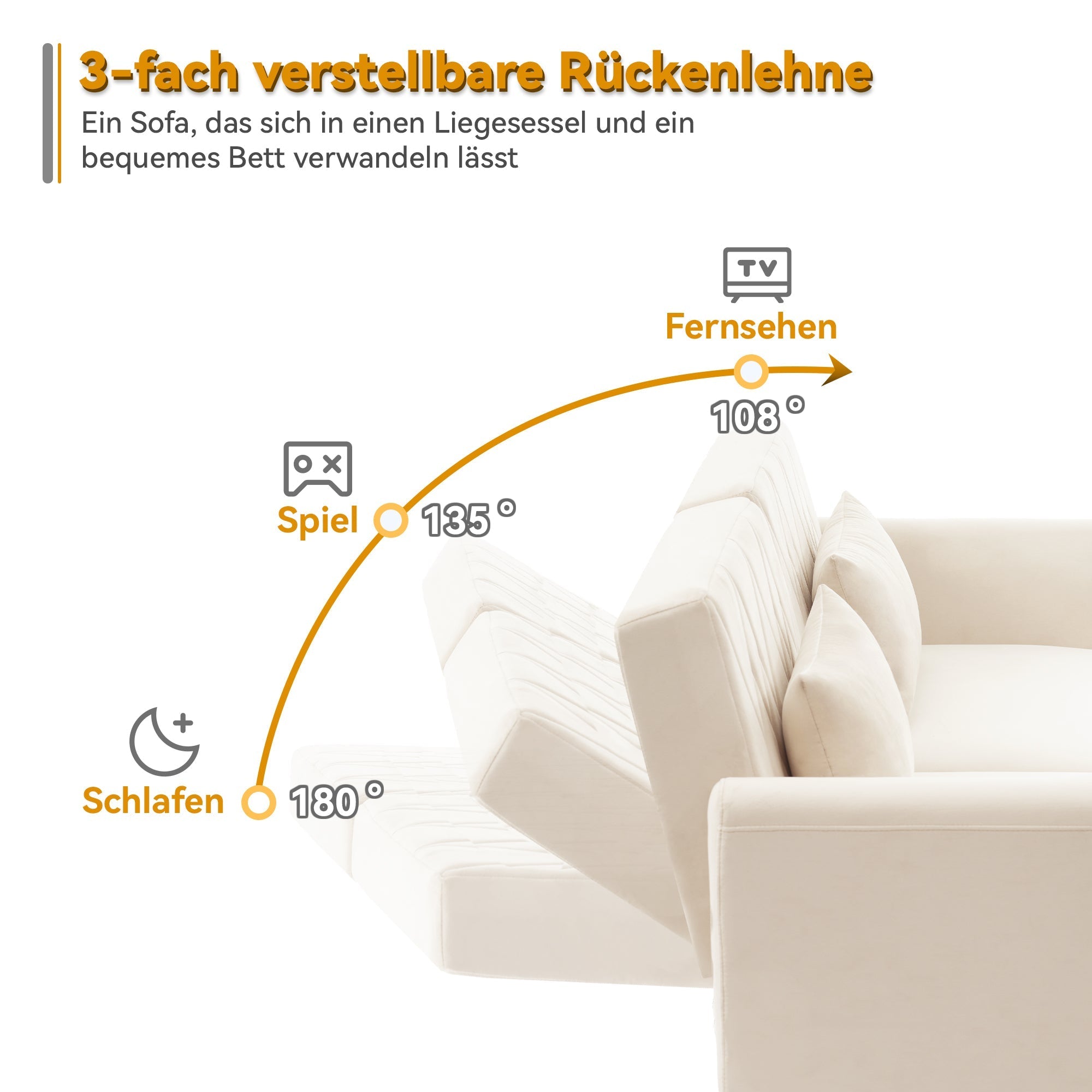 Sofa Bed, Two-Seater, Sleep Function, Velvet Fabric