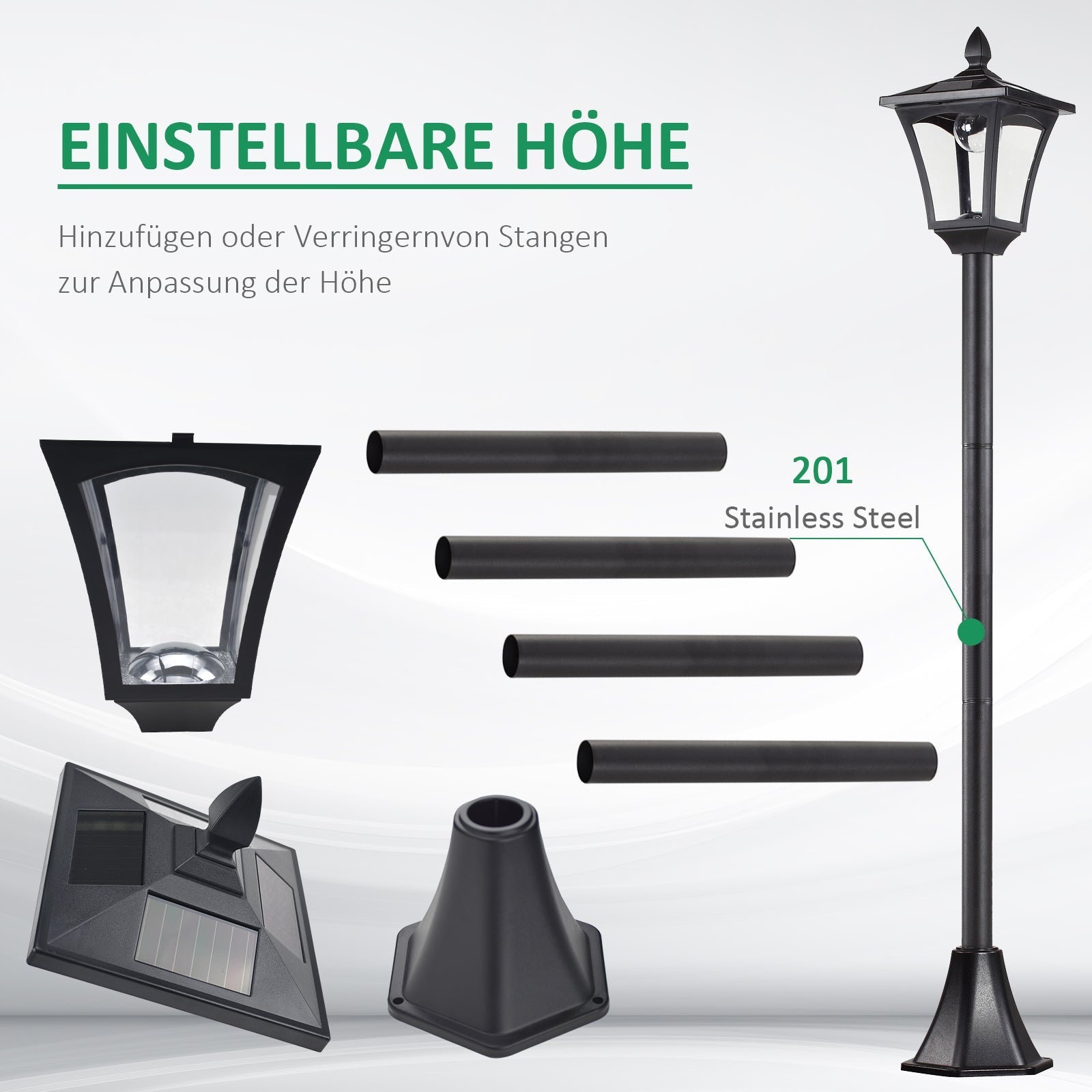 Solar Garden Lantern Path Light LED 40 Lumen Black