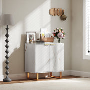 Elegant Storage Sideboard, Two Shelves Adjustable Shelf, White/Gold-Tone