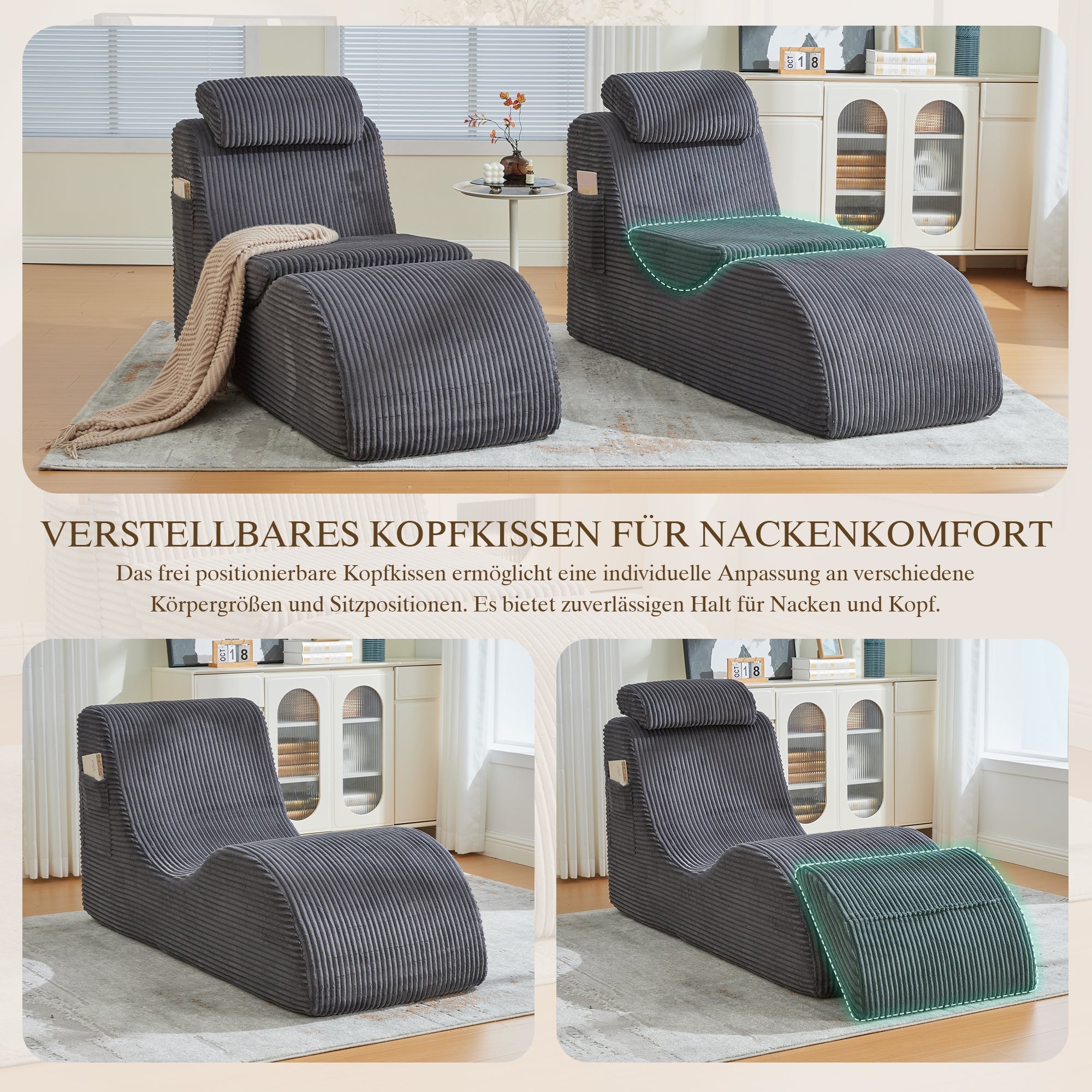 Modern Leisure Chair with Ergonomic Design and Compression Foam, Dark Grey
