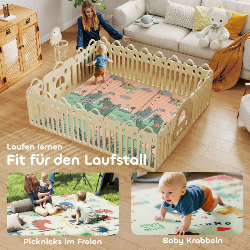 Baby Play Mat, Foldable Double-Sided Crawling, Multi-Coloured