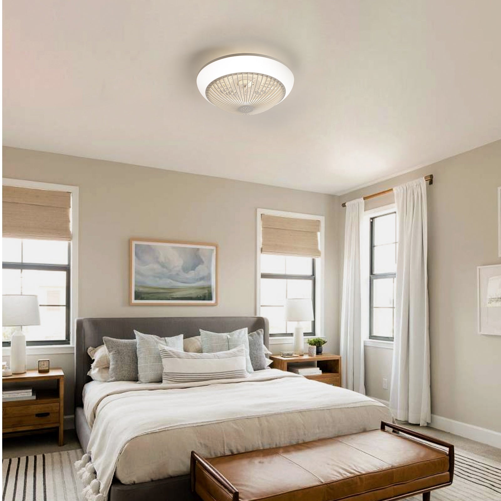 15" Ceiling Fan RGB LED Light App Control Silent Dimmable with Timer - Transparent ABS Blades