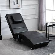 Leather Recliner with Massage Function, 8 Massage Points, Remote Control, High Backrest, Black