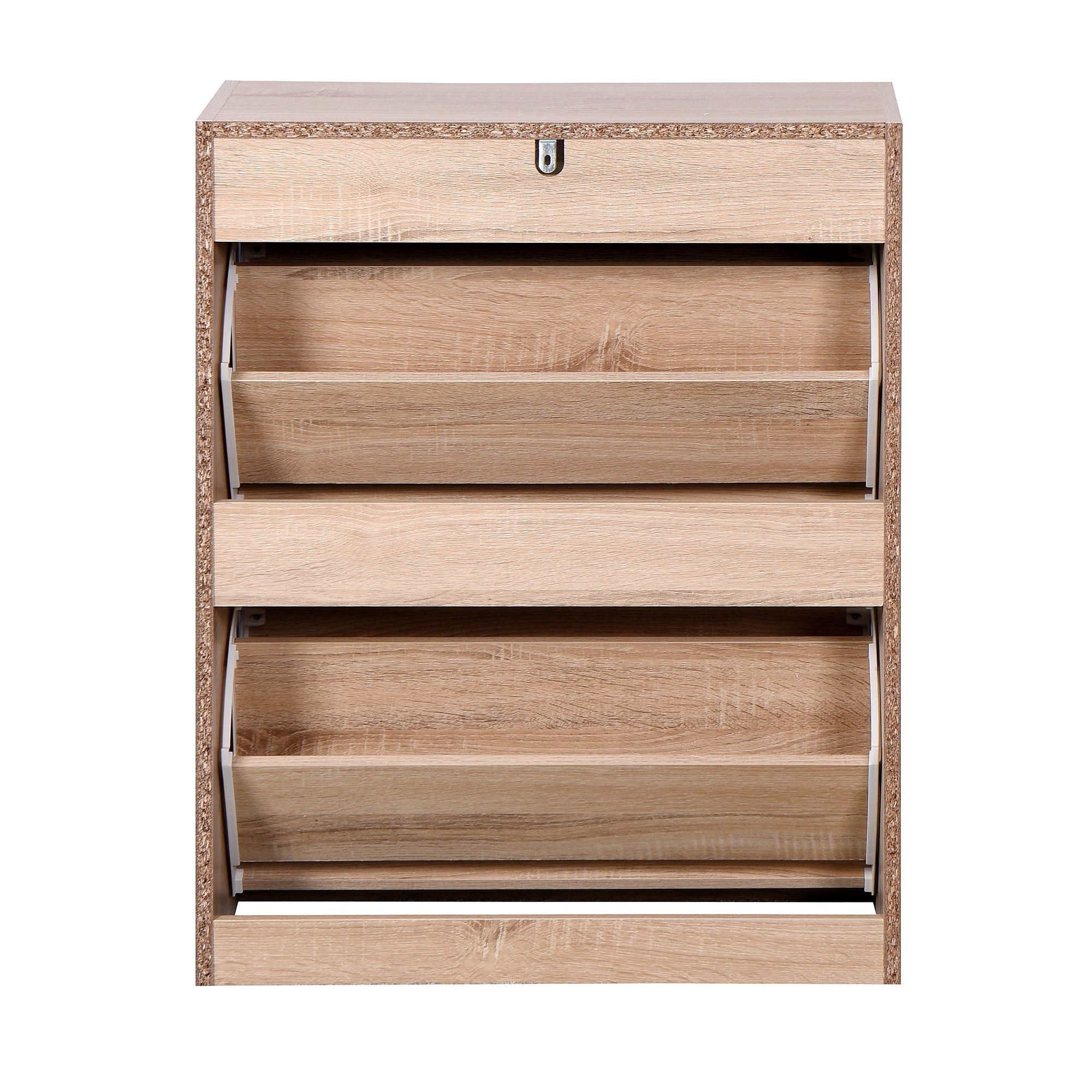 Shoe Cabinet 2 Hinged Doors Entryway Storage - Vintage Wood Grain