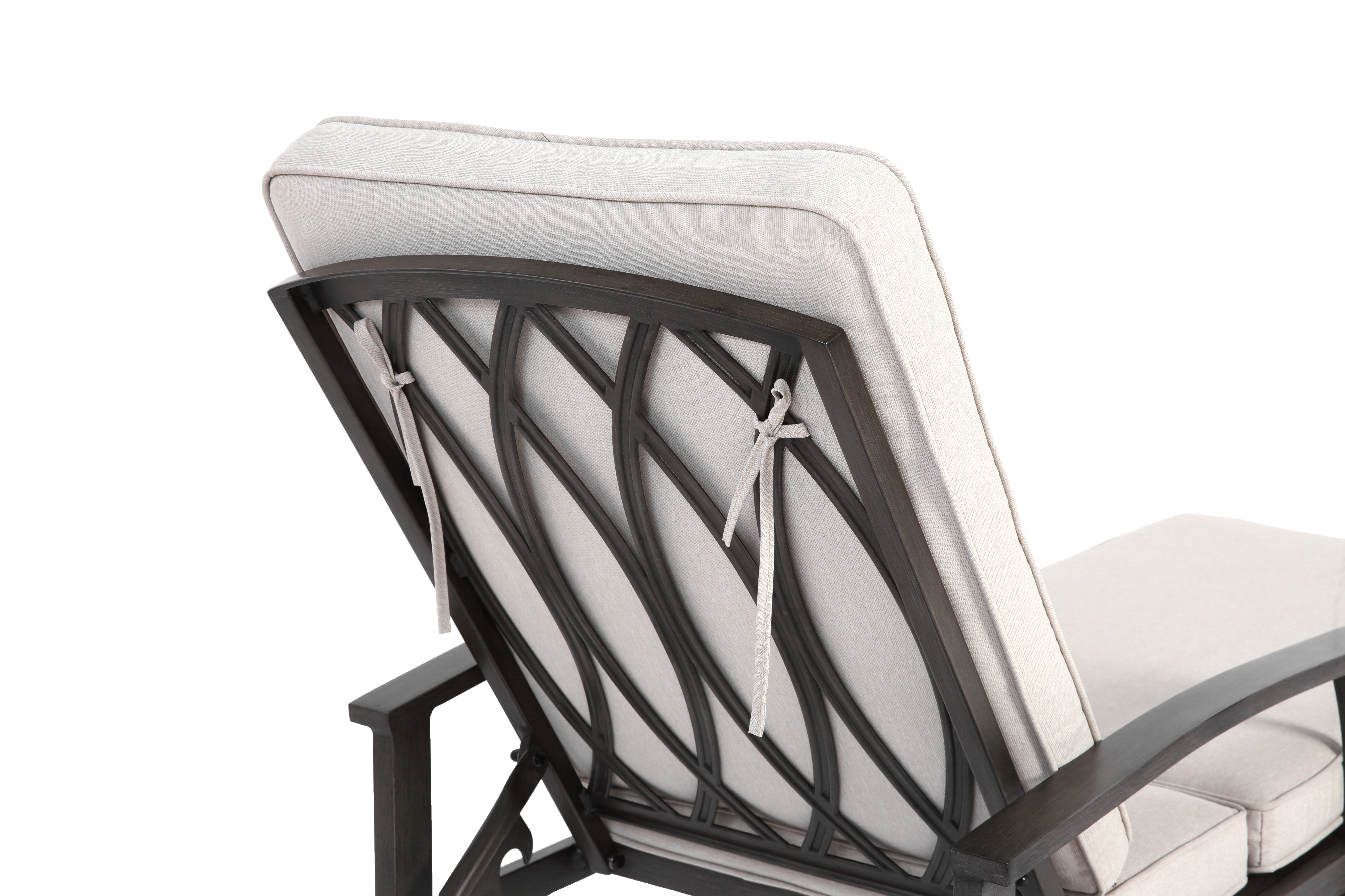 Lounge Patio Chair, Adjustable Reclining Aluminum, Waterproof Beige Cushion