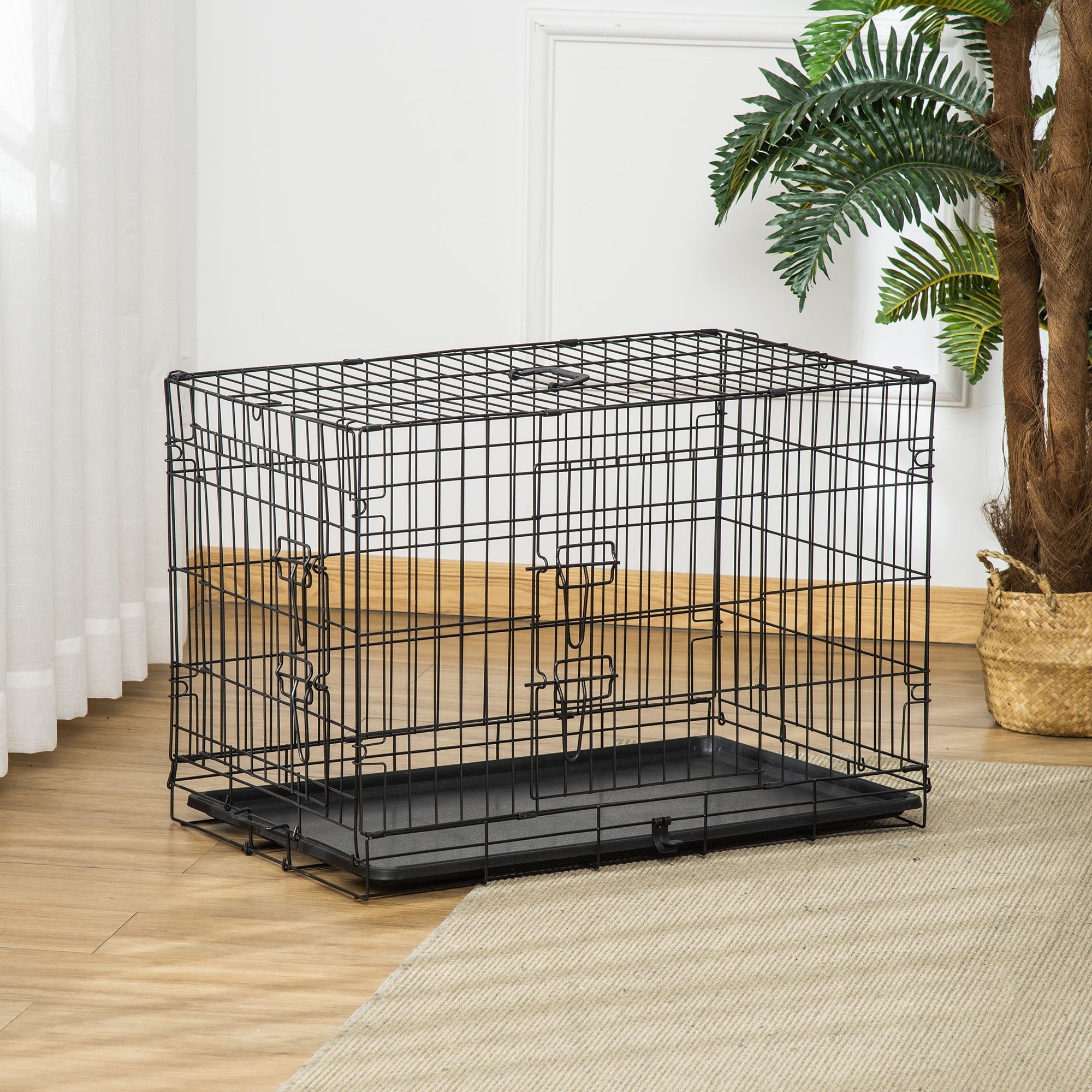 Dog Crate Transport Box, Foldable Metal, Black