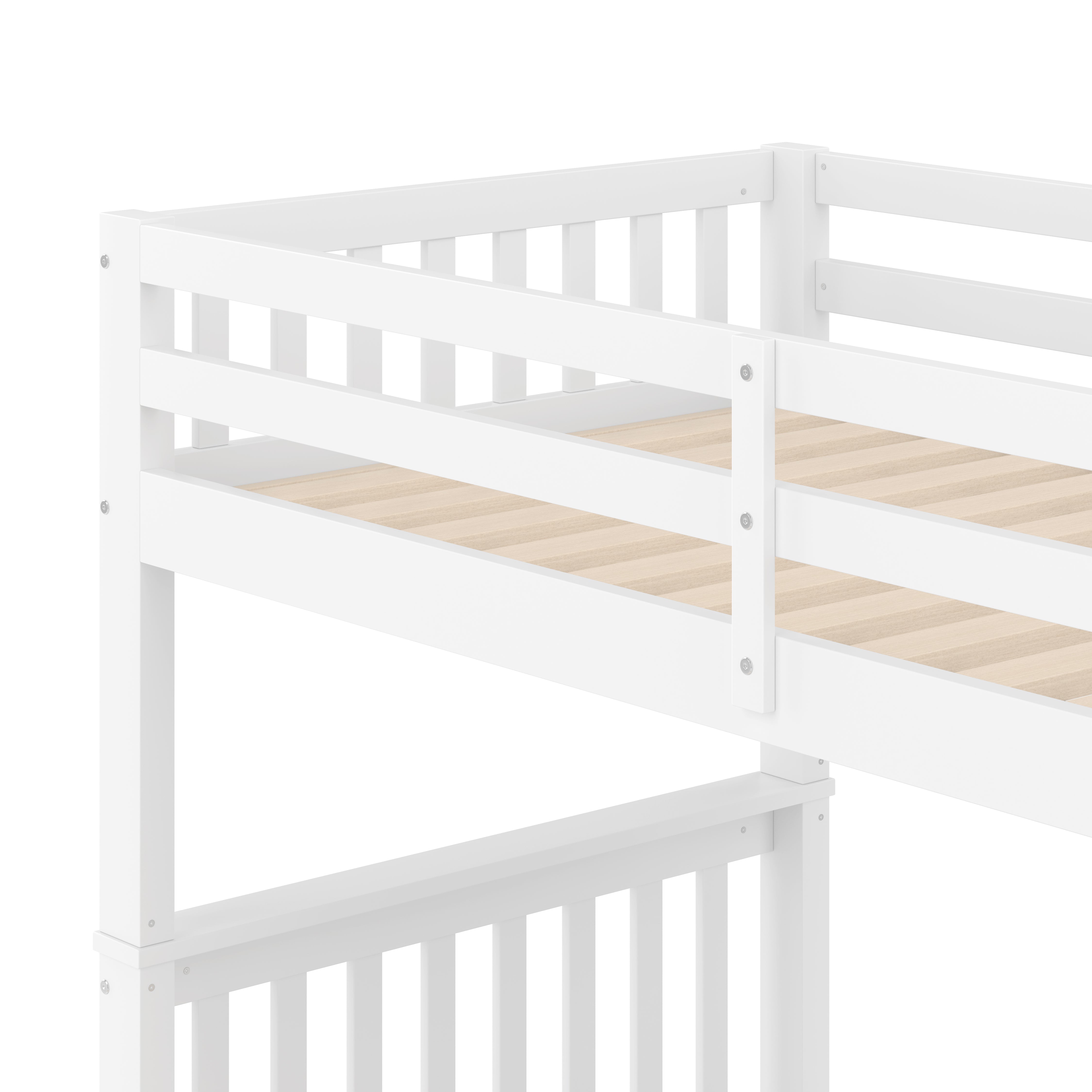 Bunk Bed with Staircase Storage and Pull-out Trundle, 90x200cm, White Pine and MDF