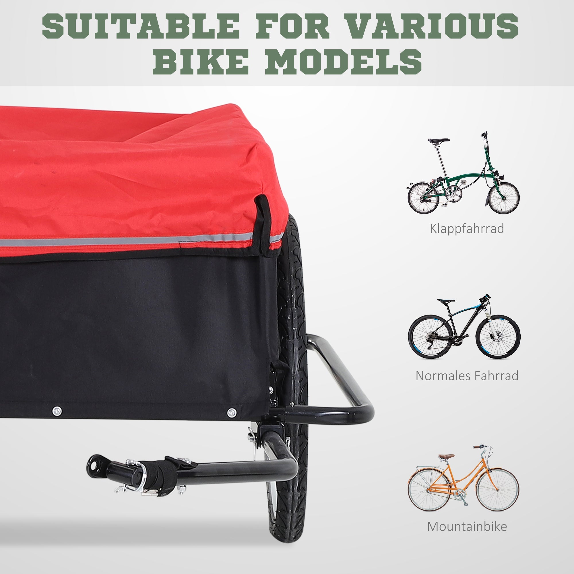Cargo trailer transport trailer 2-wheel bike, robust & versatile, black red