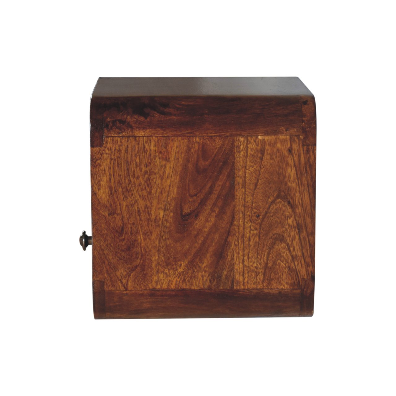 Extra Mini Bedside, Wall Mounted Curved 1 Drawer Open Slot, Solid Wood Dark Brown