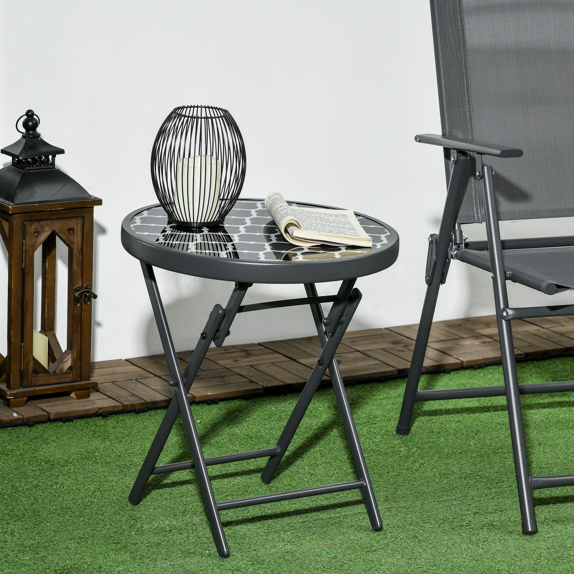 Klapptisch Beistelltisch Glasplatte Schwarz