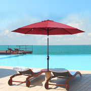 Garden Parasol Umbrella, 2.7M Tilting Aluminium Frame Sun Shade, Wine Red