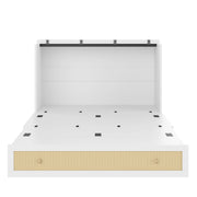 Murphy Bed with USB and Power Outlet, Convertible Platform Bed 140 x 200, White