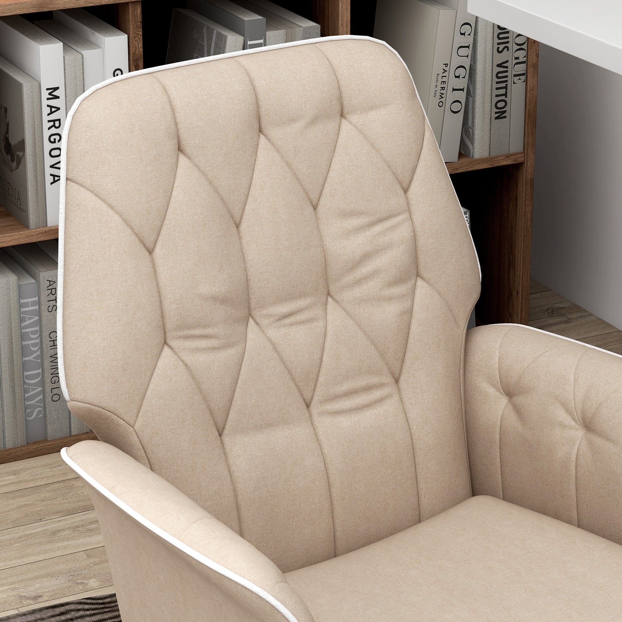 Office Chair, Rocking Function, Adjustable, 120 kg, Beige