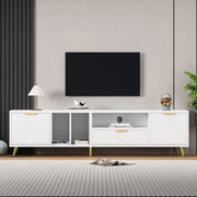 TV Stand, Vertical Honeycomb Pattern, 80-Inch TV, White