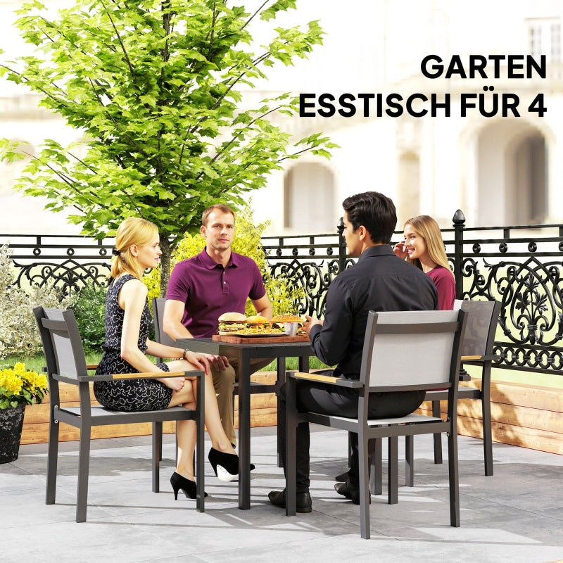 Gartentisch Aluminium 73x73cm Wetterfest 4-Personen Schwarz