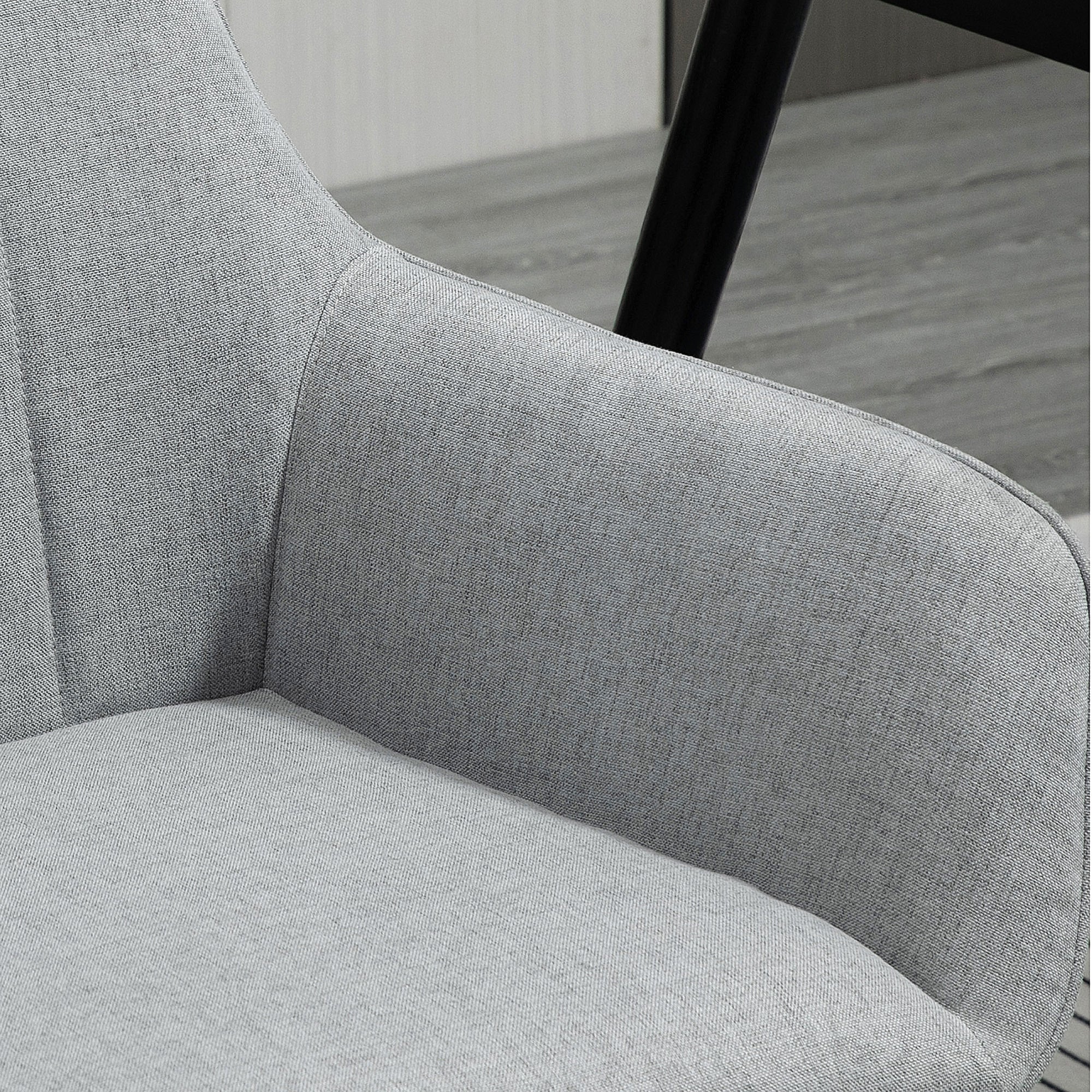 Dining Chairs, Upholstered Accent with Metal Legs, Set of 2, Light Grey Linen Fabric