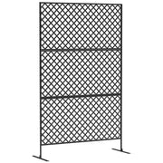 3-Panel Room Divider 122x198cm Freestanding Grid Screen, Steel, Black