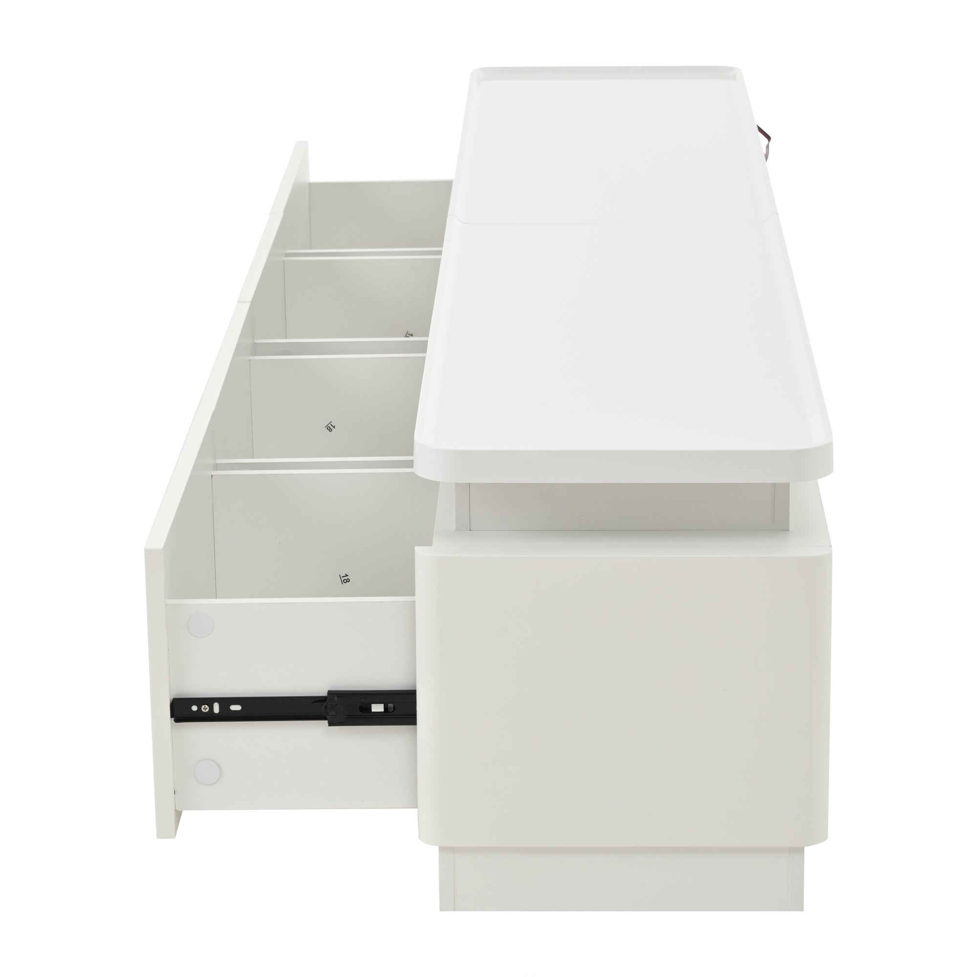 TV Cabinet, 180x34x40cm, 4 Drawers, LED, High-Gloss, for 80-inch TVs, White