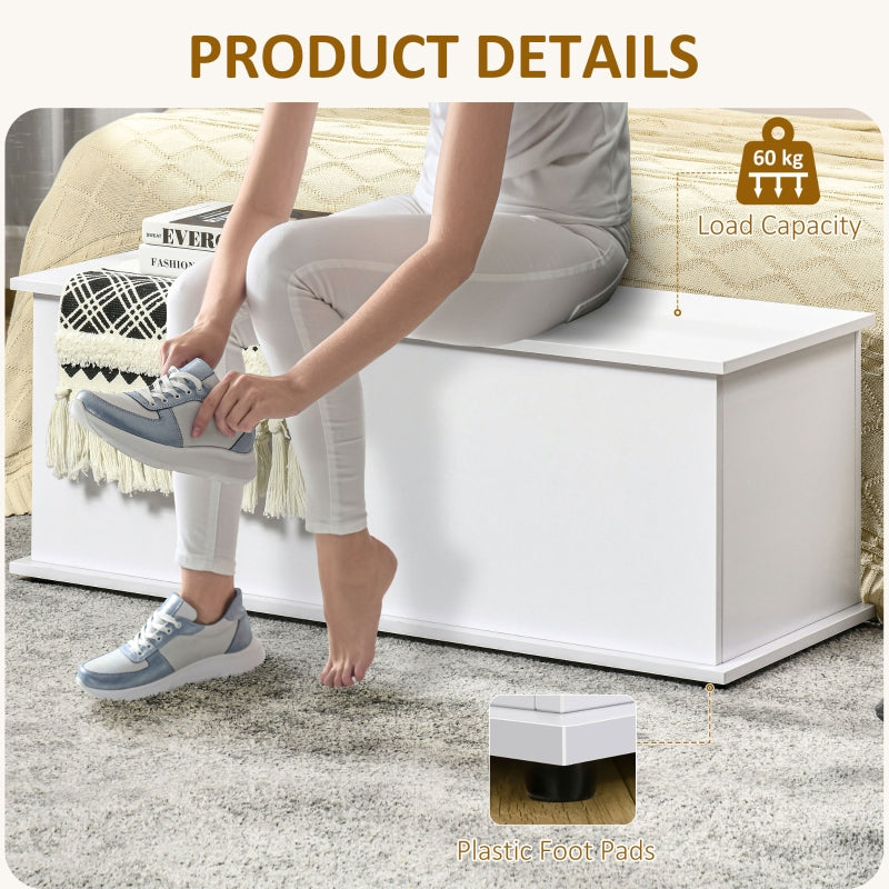 113L Storage Chest with Flip-Top Lid and Safety Hinges, White