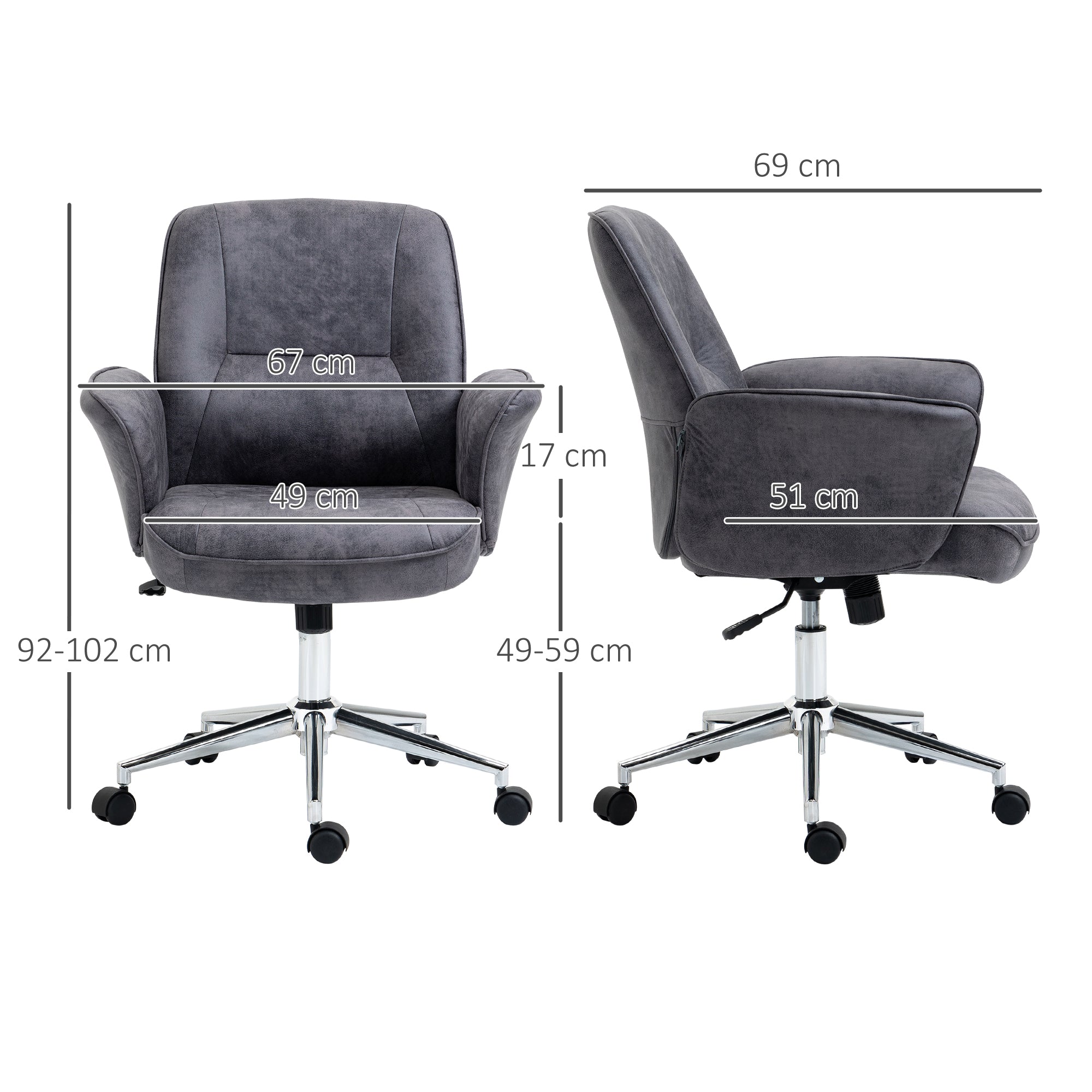 Vinsetto XXL Office Chair, Ergonomic Rocker, Height-Adjustable, Grey