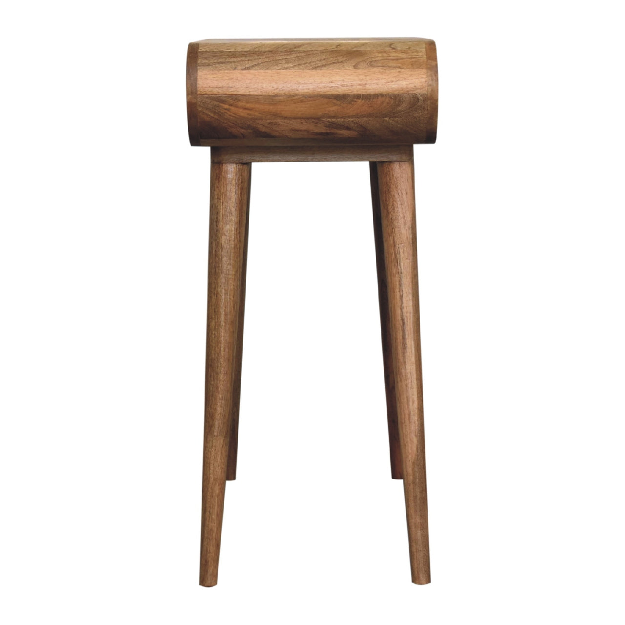 Solid Wood Mini Round Dressing Table, 1 Drawer, Nordic Legs, Brown