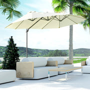Double Parasol Cantilever Sun Protection Adjustable Crank Metal Cream White