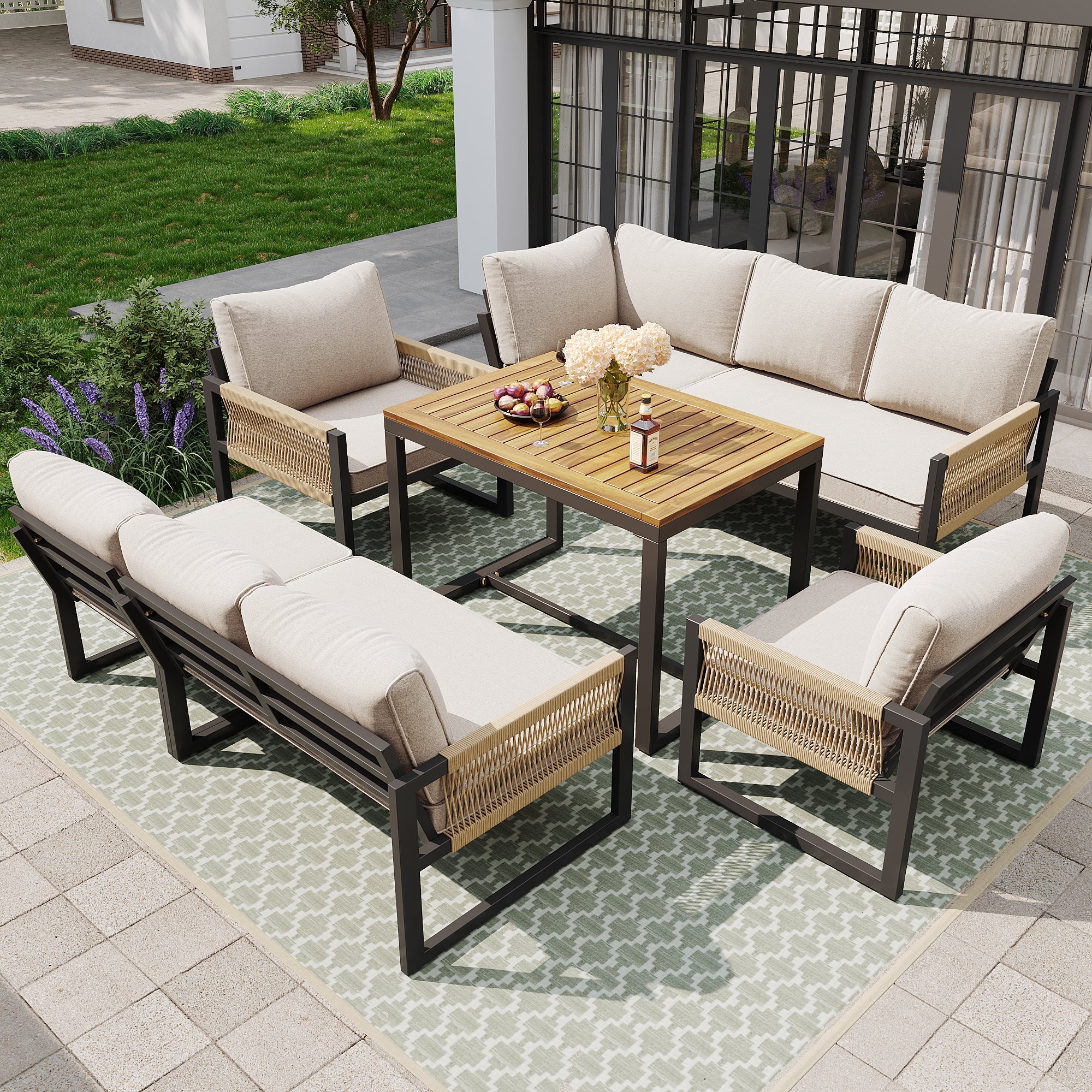 Garden Dining Set 7-8 People Lounge Weatherproof