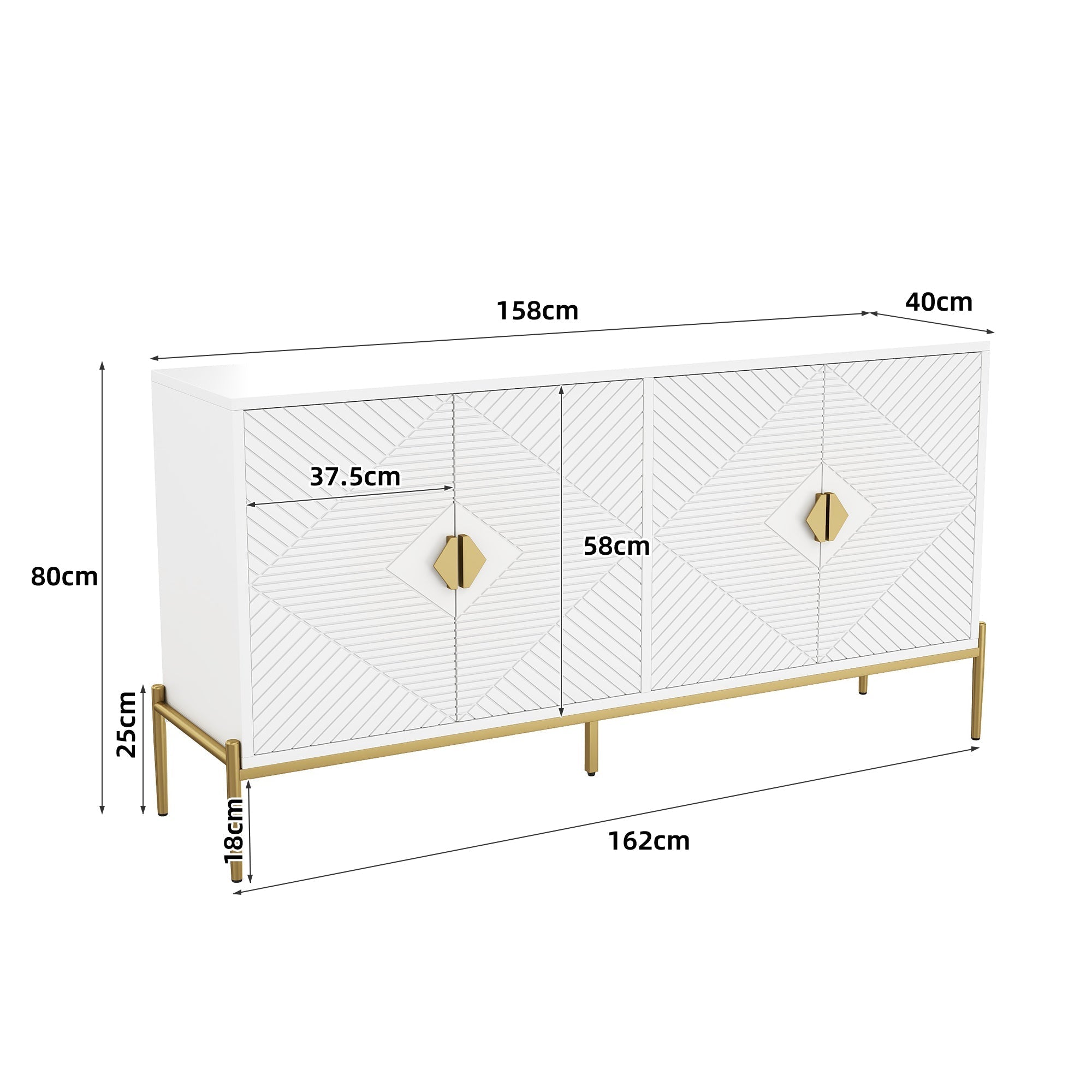 Modern Sideboard/Cabinet Storage Chest of Drawers 162 x 40 x 80cm