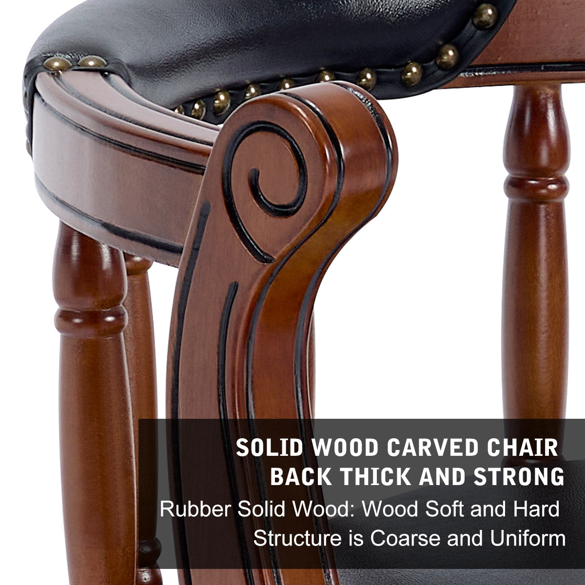 Cow Top Leather Bar Stools 360° Swivel with Backs Bar/Counter Height - Wooden/Leather