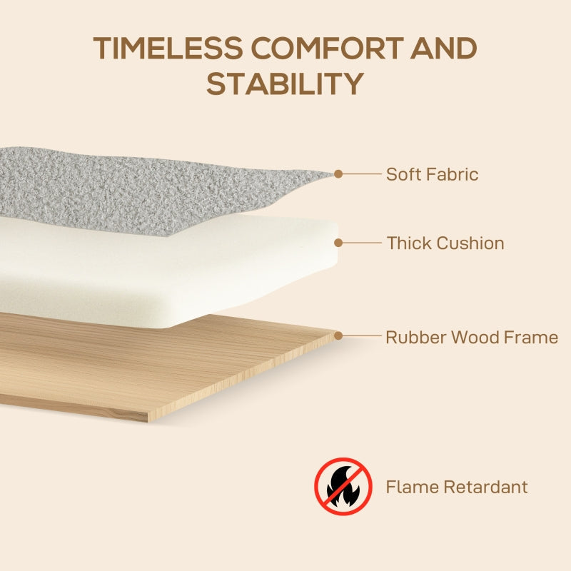 Small Sofa Settee 2 Seater Sherpa Fabric - Light Grey