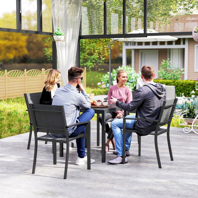 Gartentisch Aluminium 73x73cm Wetterfest 4-Personen Schwarz