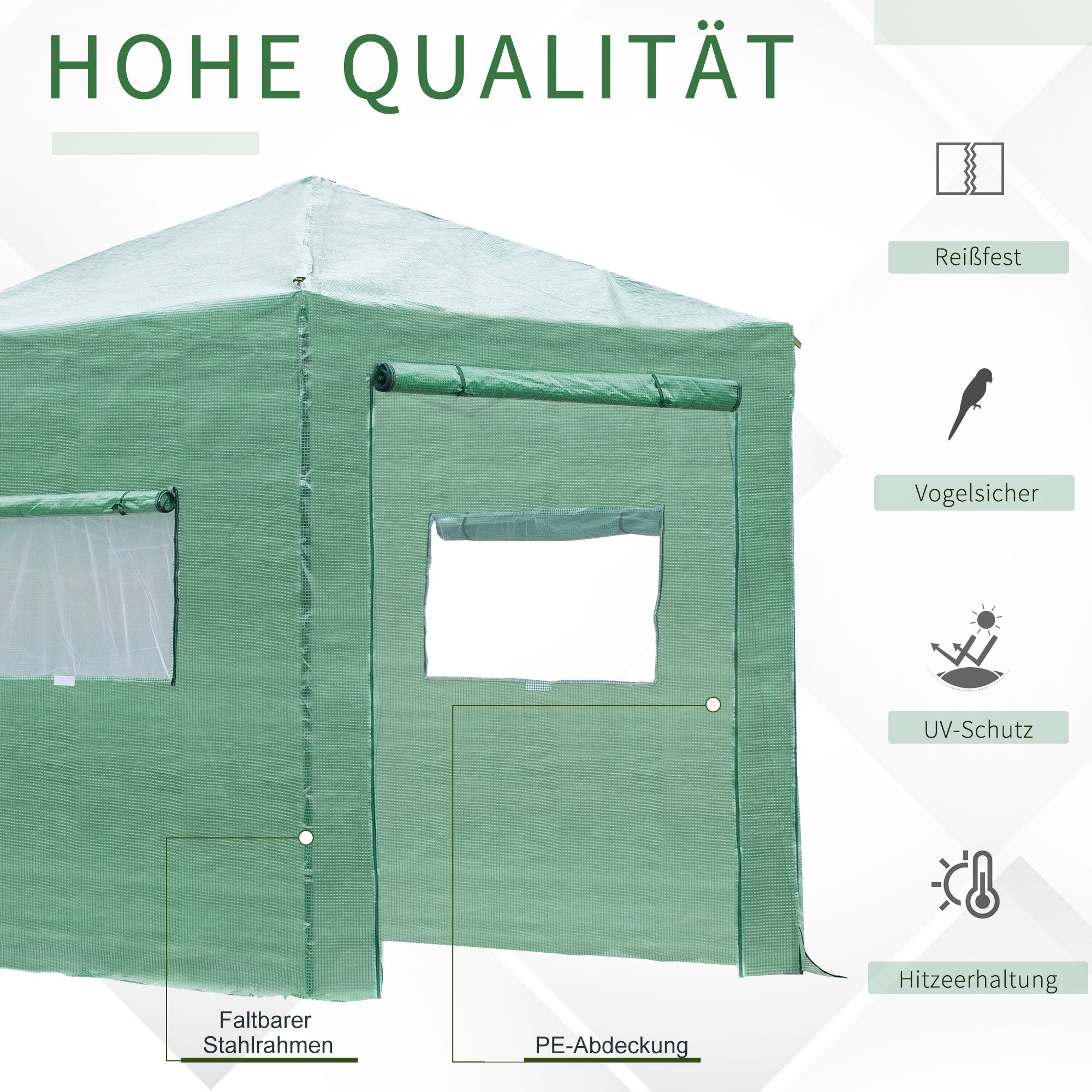 Greenhouse/Tomato House Roll-Up Door Window 238x178x240cm PE Steel Dark Green